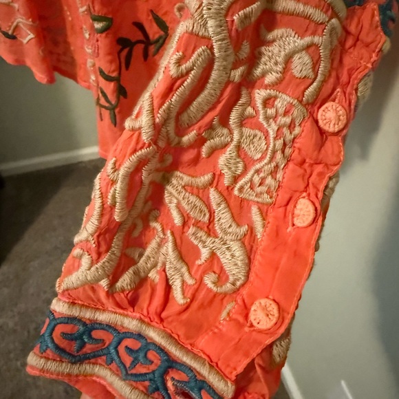 Johnny Was Orange Embroidered Blouse - Picture 4 of 11